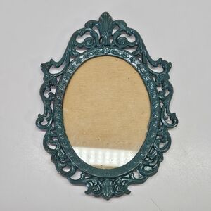 VINTAGE Mini Action Made in Italy Teal Brass Ornate Baroque Victorian Frame VTG